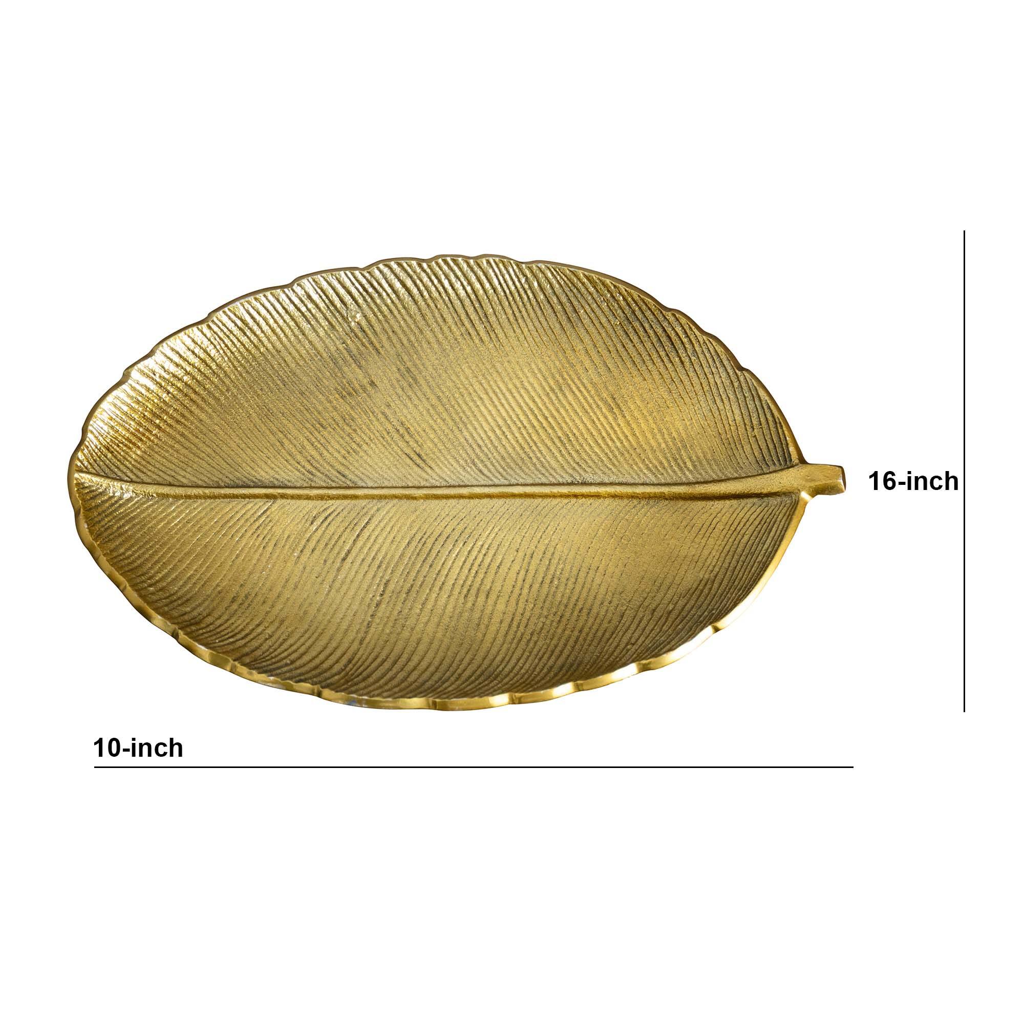 16" Gold Leaf Decorative Accent Tray